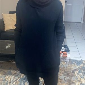 Cowl Neck Black Sweater with pockets
